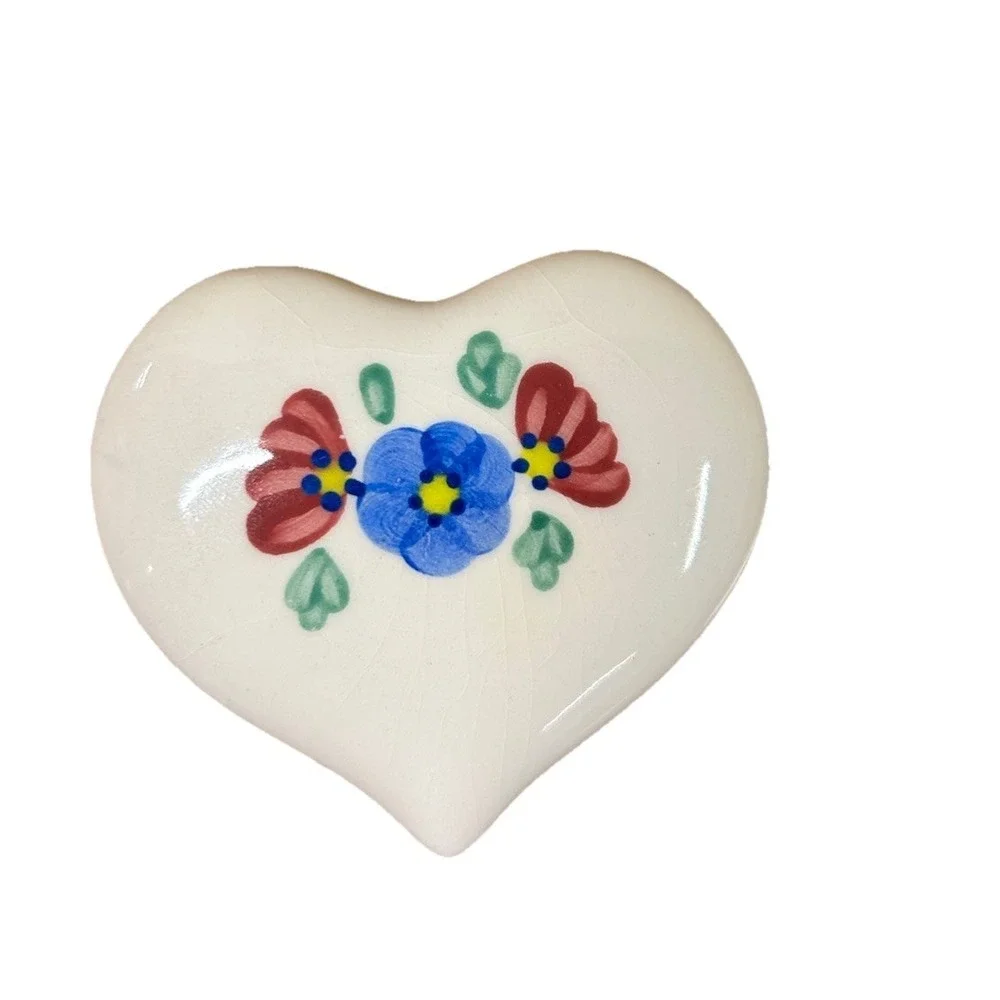 Set of 3‎ vintage 1216-BL Ceramic Floral Puffy Hearts Home Interior / Homco